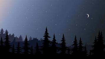 paisaje de bosque nocturno. vector