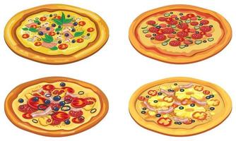 conjunto de diferentes pizzas. vector