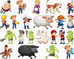 Set of different nursery rhyme character isolated on white background vector