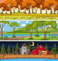 Set of different nature horizontal scenes vector