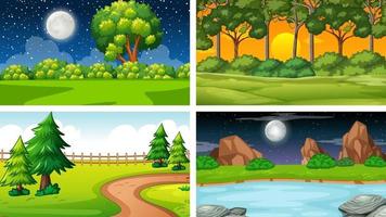 Four different scene of nature park and forest vector