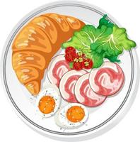 Top view of breakfast set on a dish isolated vector