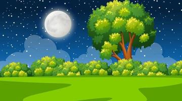 Nature forest landscape at night scene vector