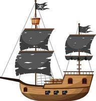 Pirate Ship in cartoon style isolated on white background vector