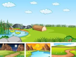 Four different scene of nature park and forest vector