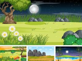 Four different scene of nature park and forest vector