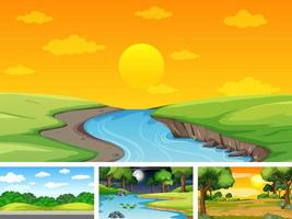 Four different scene of nature park and forest vector