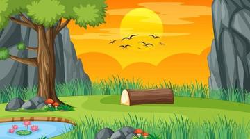 Blank nature park landscape at sunset scene vector