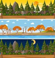 Conjunto de tres escenas horizontales de naturaleza diferente. vector