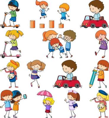 Set of different doodle kids cartoon character isolated 2290310 Vector Art at Vecteezy Set of different doodle kids cartoon character isolated 2290310 Vector Art at Vecteezy