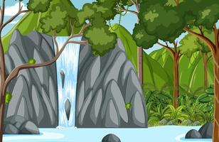 Forest scene with waterfall vector