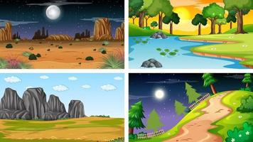 Four different scene of nature park and forest vector