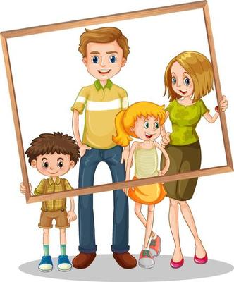 Isolated family picture with photo frame