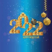 Happy new year 2022 celebration background with creative text effect vector