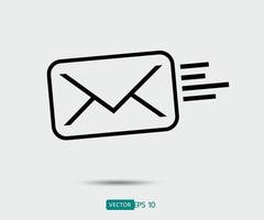 estilo de diseño plano de icono de correo de sobre. mensaje directo, ilustración vectorial sms vector