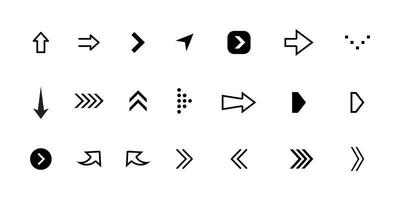 flechas grandes iconos de conjunto negro. icono de flecha. colección de vectores de flecha. flecha. cursor. flechas simples modernas. ilustración vectorial