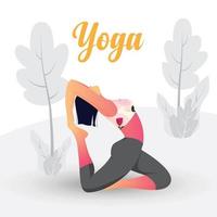 mujer haciendo ejercicios de yoga en la naturaleza vector