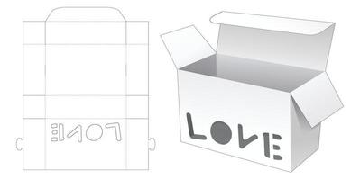 Box with love word window die cut template vector