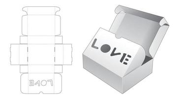Two flips box with love word shaped window die cut template vector