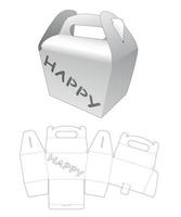 Handle packaging with happy word window die cut template vector