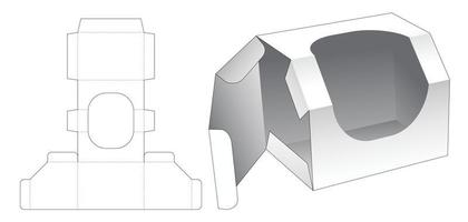 Caja de juguetes biselada con plantilla troquelada de ventana vector