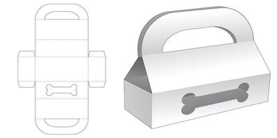 Manejar caja larga con plantilla troquelada de ventana de hueso de perro vector