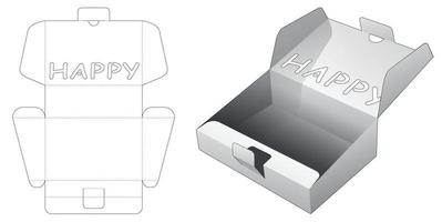 Top flip slope box with happy word window die cut template vector