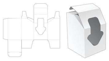 caja biselada con plantilla troquelada de ventana en forma de flecha vector