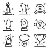 conjunto de iconos de trofeos y medallas vector