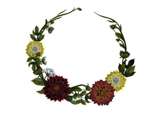 wreath of dahlias. floral frame