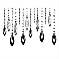 Black beads with decorations on a thread can be used as a fabric design, home textiles, wallpaper and other design. vector