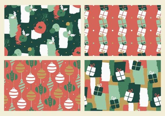 Set of abstract Christmas seamless patterns.