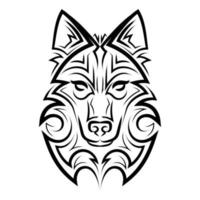 Black and white line art of wolf head. vector