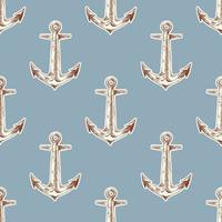 Retro seamless pattern with anchor vector