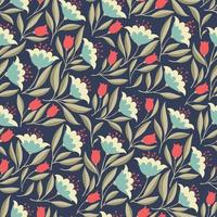 Retro seamless pattern with simple flowers vector