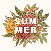 Summer peonies bouquet vector