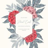 Floral greeting card in retro style vector