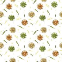 Lemon, Lime and Orange Slices Seamless Pattern vector