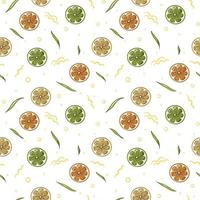 Lemon, Lime and Orange Slices Seamless Pattern vector