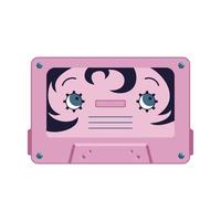 cinta de cassette rosa lindo personaje vector