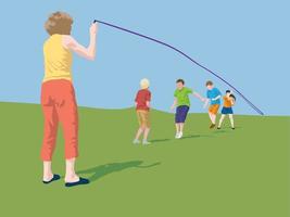 Jumping Rope at Playground on illustration graphic vector