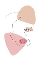 Line Art Doodle Illustration of Woman Face. Continuous Outline Close-up Female Portrait with Abstract Simple Shape. vector