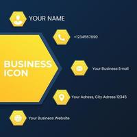 set business icon template with white thin line. blue and yellow polygon business icon style. vector