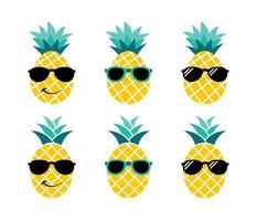 Pineapple with sunglasses. Summer vacation concept. vector