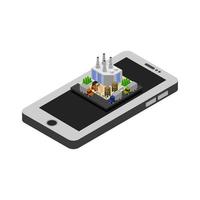 Industry On Isometric Smartphone vector