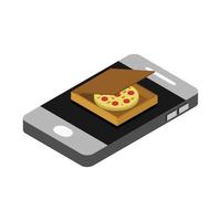 Buy Pizza Online Isometric vector