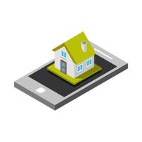 Buy House Online Isometric vector