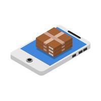 Ship Isometric Box On Smartphone vector