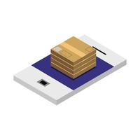 Ship Isometric Box On Smartphone vector