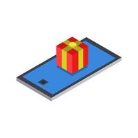 Buy Isometric Gift On Smartphone vector